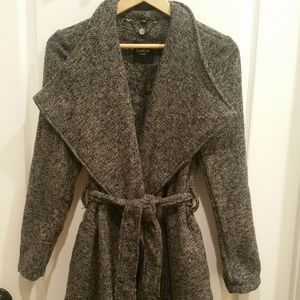 BEBE Grey wool blend wrap coat